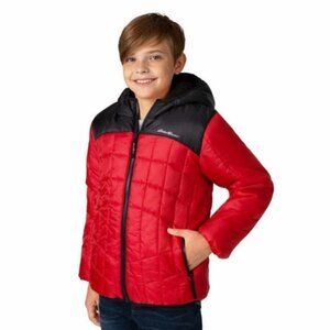 Eddie Bauer‎ Reversible Puffer Jacket Hooded Fleece Winter Medium